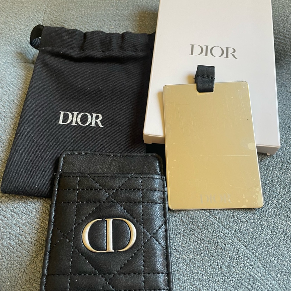 Dior Gift with Purchase Black Quilted Mirror and Card Holder